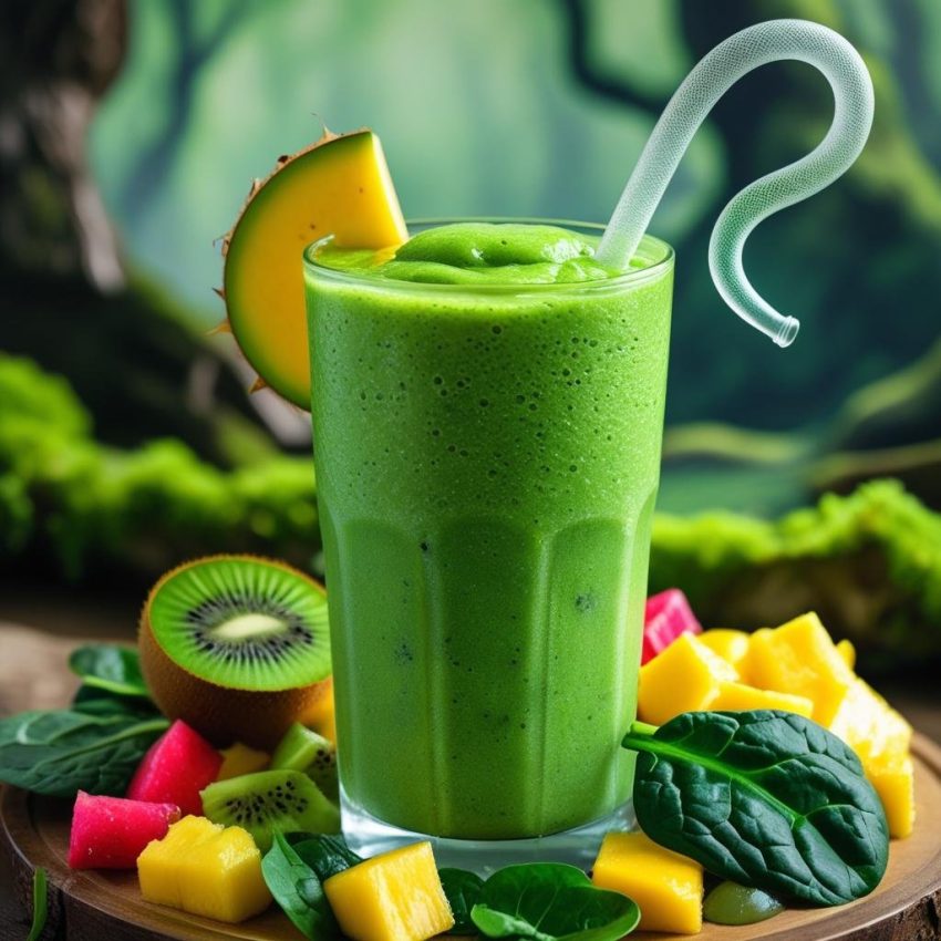 roheline smuuti klaasis